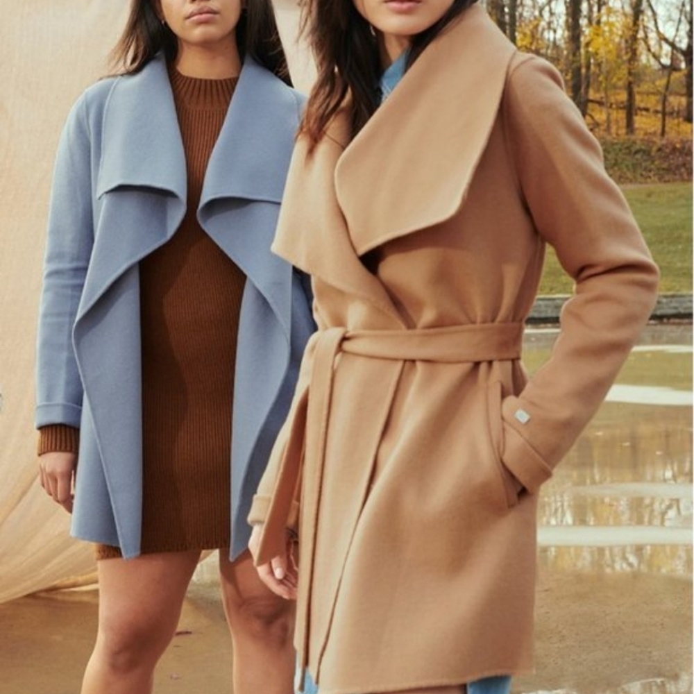 Soia & Kyo Toffee Bridgette  Wool Belted Wrap Camel Coat Sz Small